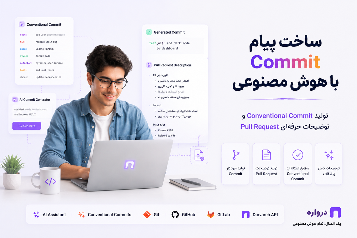 ساخت پیام Commit با هوش مصنوعی؛ تولید Conventional Commit و توضیحات Pull Request