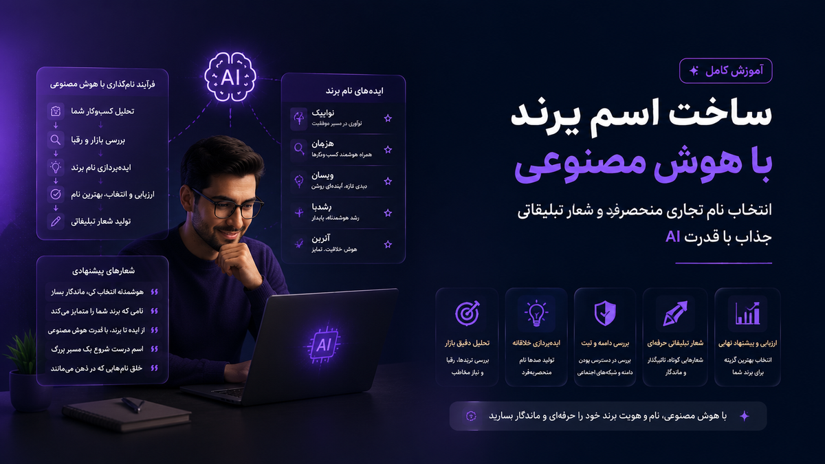 ساخت اسم برند با هوش مصنوعی؛ انتخاب نام تجاری و شعار تبلیغاتی با AI