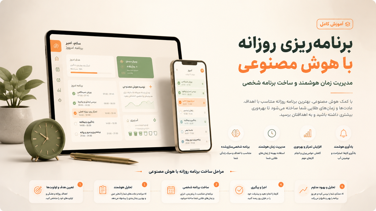برنامه‌ریزی روزانه با هوش مصنوعی؛ آموزش مدیریت زمان و ساخت برنامه شخصی