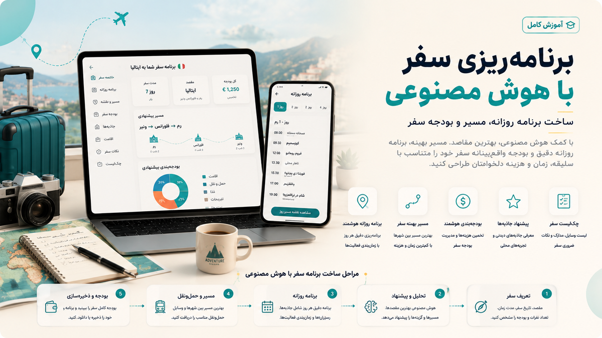 برنامه‌ریزی سفر با هوش مصنوعی؛ ساخت برنامه روزانه، مسیر و بودجه سفر