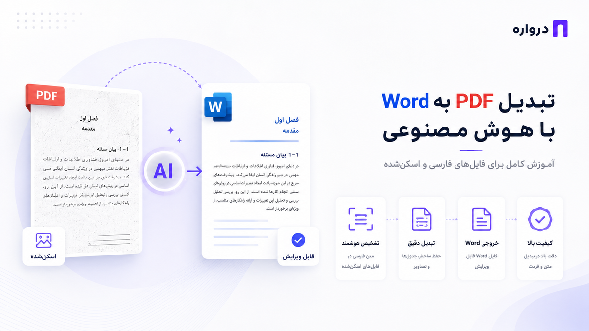 تبدیل PDF به Word با هوش مصنوعی؛ آموزش فایل فارسی و اسکن‌شده
