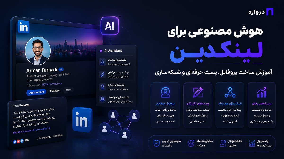 هوش مصنوعی برای لینکدین؛ آموزش ساخت پروفایل، پست حرفه‌ای و شبکه‌سازی