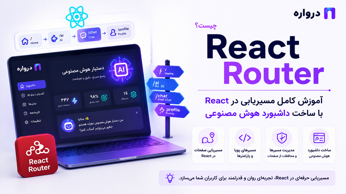 React Router چیست؟ آموزش کامل مسیریابی در React با ساخت داشبورد هوش مصنوعی