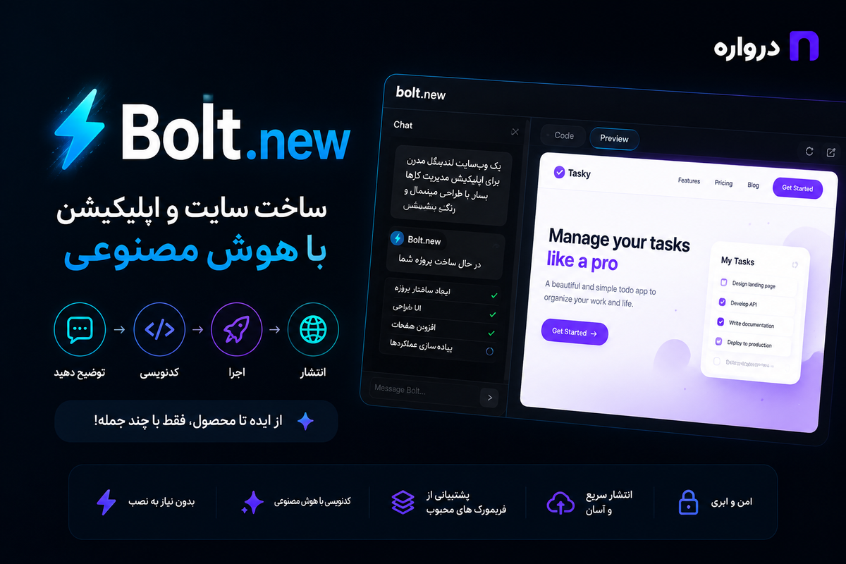 Bolt.new چیست؟ آموزش کامل ساخت سایت و اپلیکیشن با هوش مصنوعی