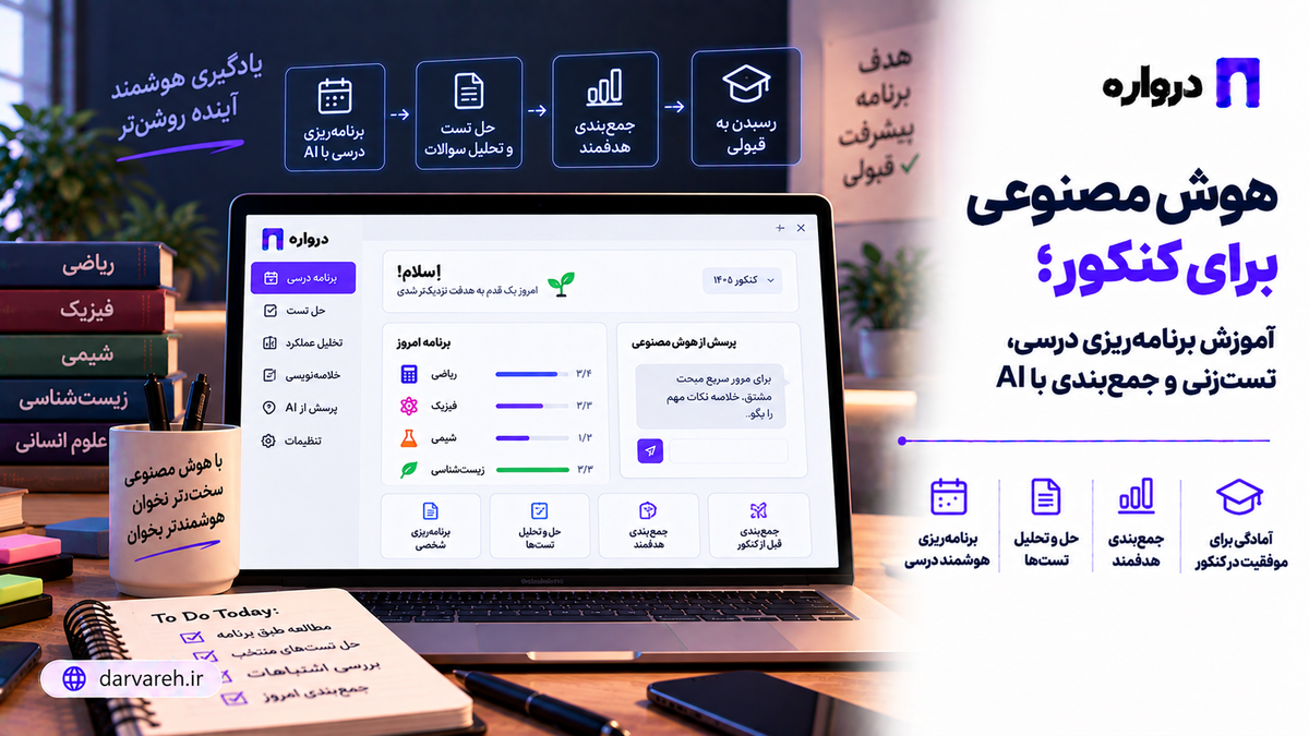 هوش مصنوعی برای کنکور؛ آموزش برنامه‌ریزی درسی، تست‌زنی و جمع‌بندی با AI