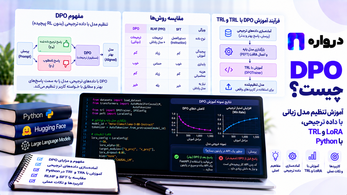 DPO چیست؟ آموزش تنظیم مدل زبانی با داده ترجیحی، TRL و LoRA